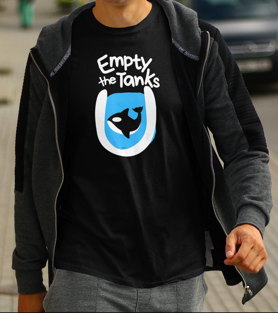 Empty The Tanks Killer Whale Orca Inside Blue Tank Image T-Shirt