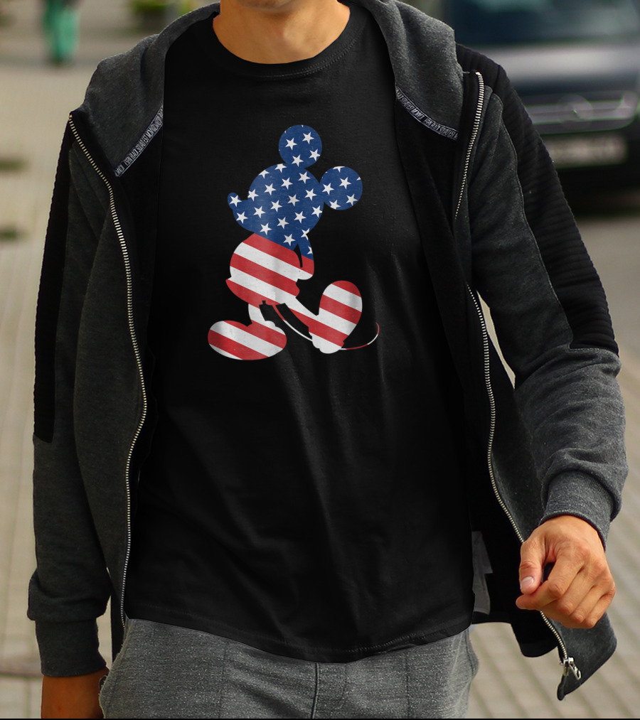 Mickey Mouse USA American Flag Disney T-Shirt