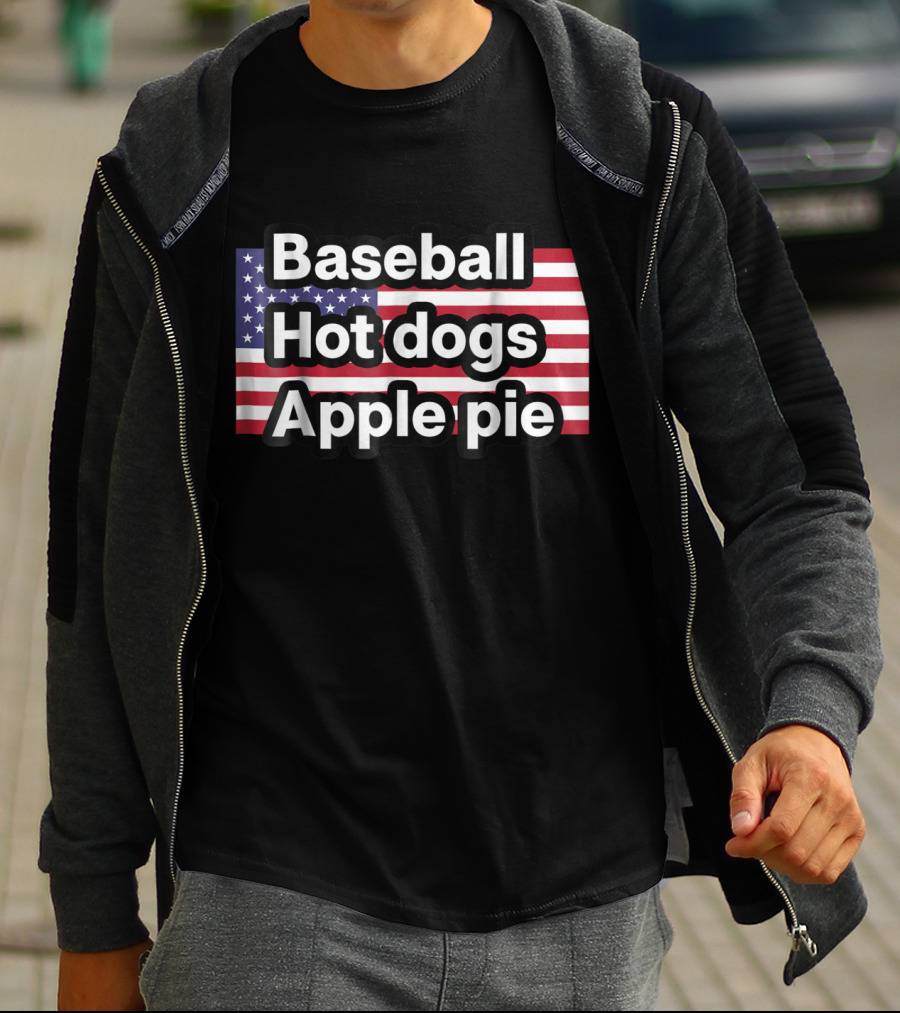 Baseball Hot Dogs Apple Pie American Flag T-Shirt