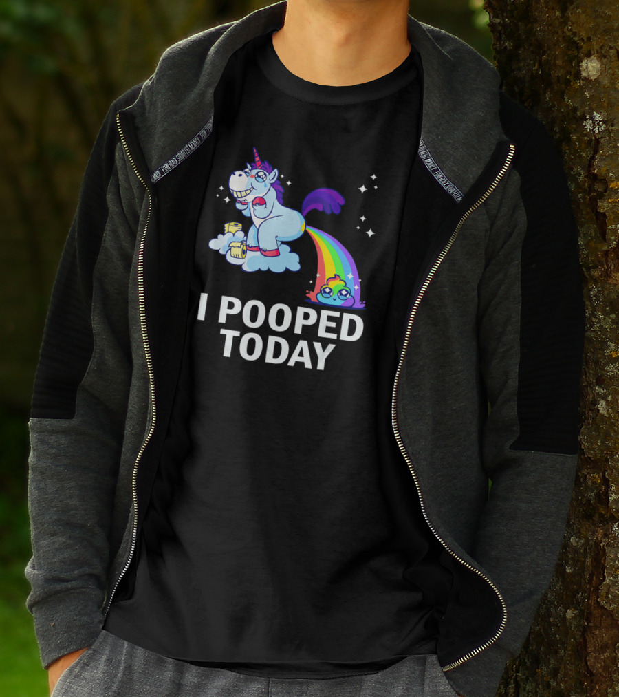 I Pooped Today Funny Rainbow Unicorn With Toilet Paper And Cloud T-Shirt
