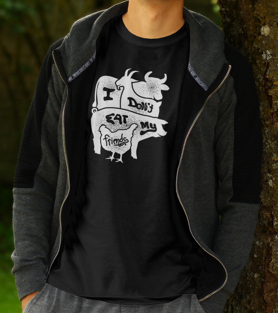 I Don't Eat My Friends Vegan Cow Pig Goat Chicken T-Shirt