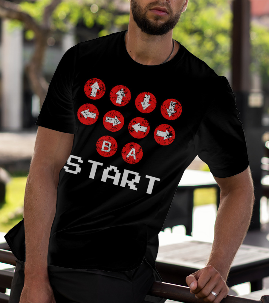 Konami Code Vintage Gaming Up Up Down Down Left Right B A Start T-Shirt