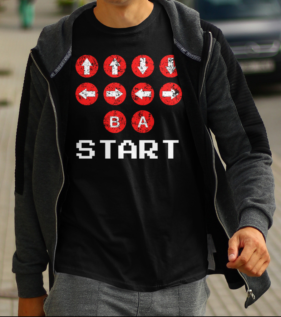 Konami Code Vintage Gaming Up Up Down Down Left Right B A Start T-Shirt
