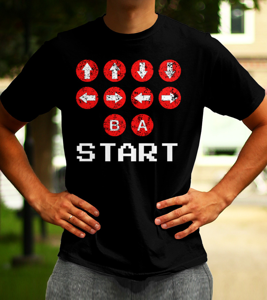 Konami Code Vintage Gaming Up Up Down Down Left Right B A Start T-Shirt