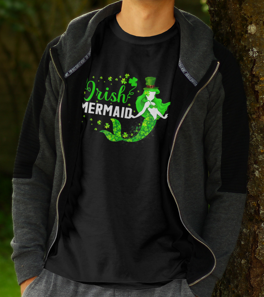 Irish Mermaid St Patrick Day Clover Hat T-Shirt