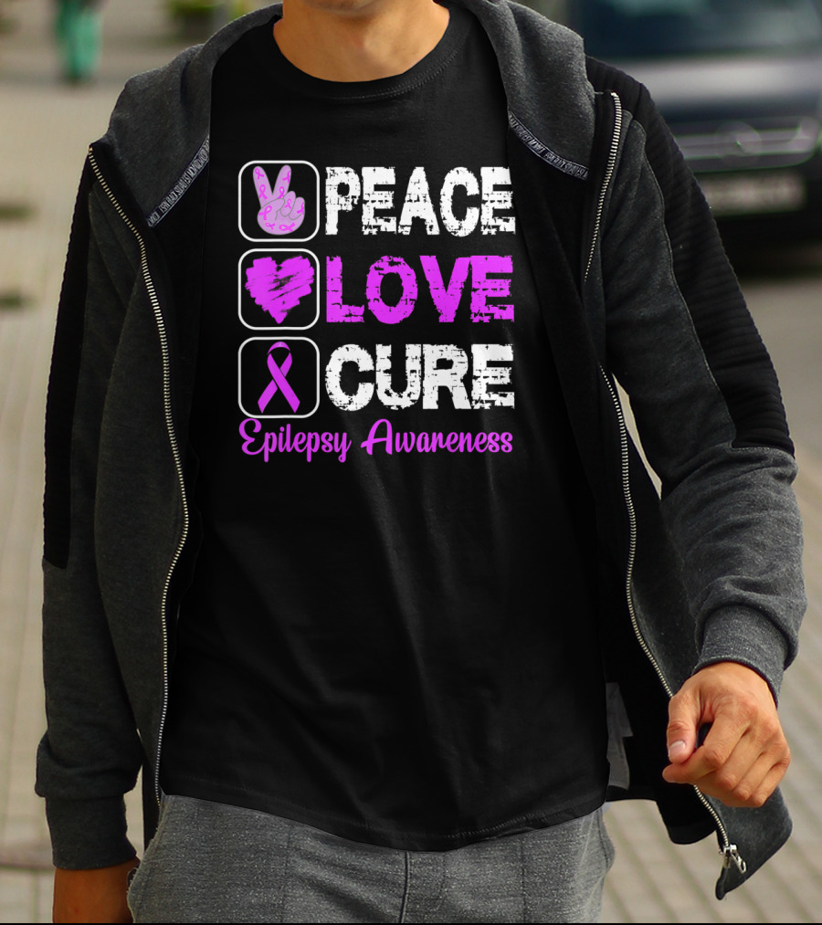 Peace Love Cure Epilepsy Awareness T-Shirt