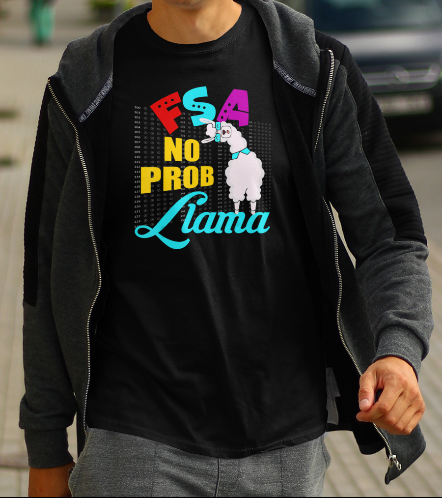 FSA No Prob Llama Teacher Bubble Sheet Fun T-Shirt