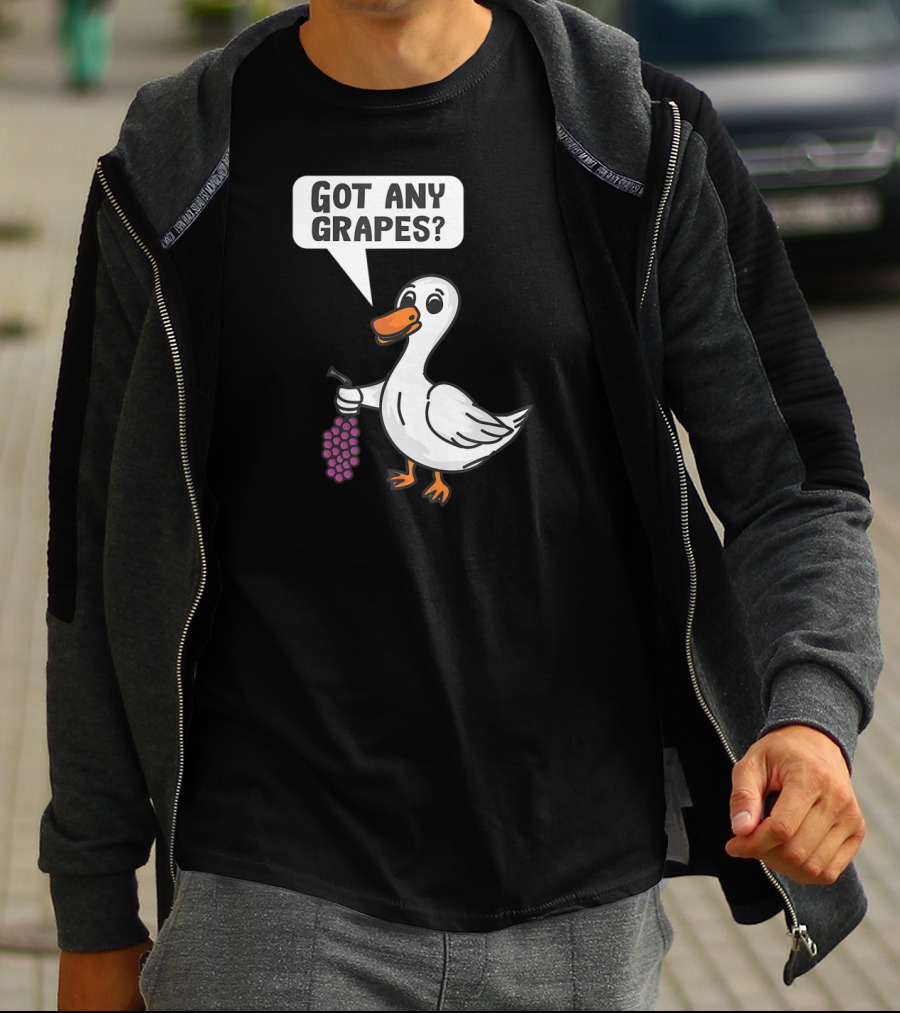 Duck Holding Grapes Asking Got Any Grapes? T-Shirt
