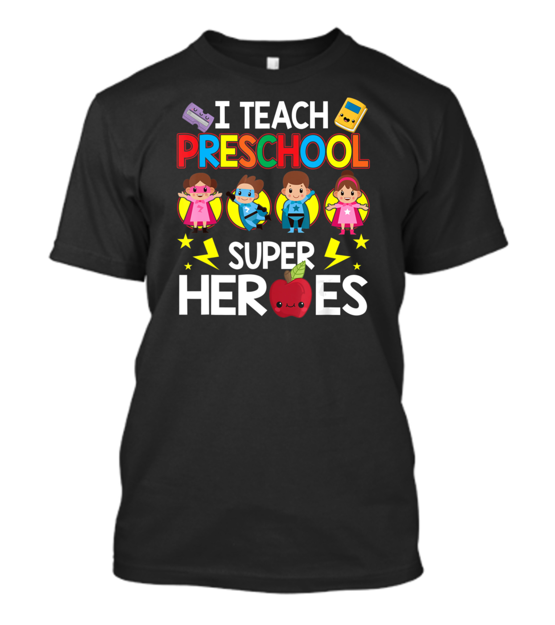 I Teach Preschool Superheroes Apple Lightning Blocks Calculators T-Shirt