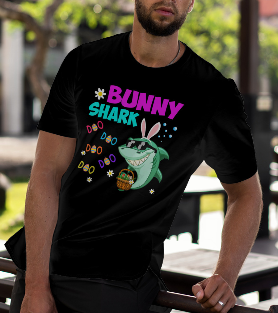 Bunny Shark Doo Easter Toddler Bunny Shark Sunglasses Basket T-Shirt