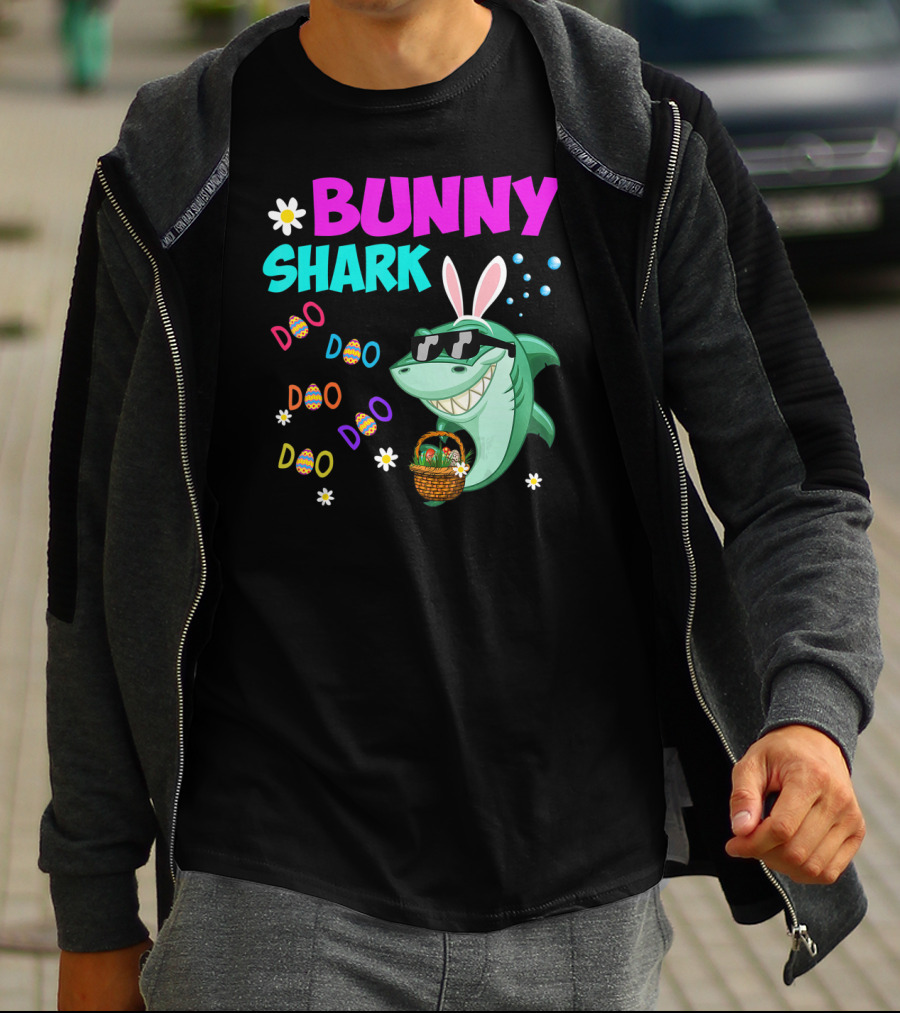 Bunny Shark Doo Easter Toddler Bunny Shark Sunglasses Basket T-Shirt