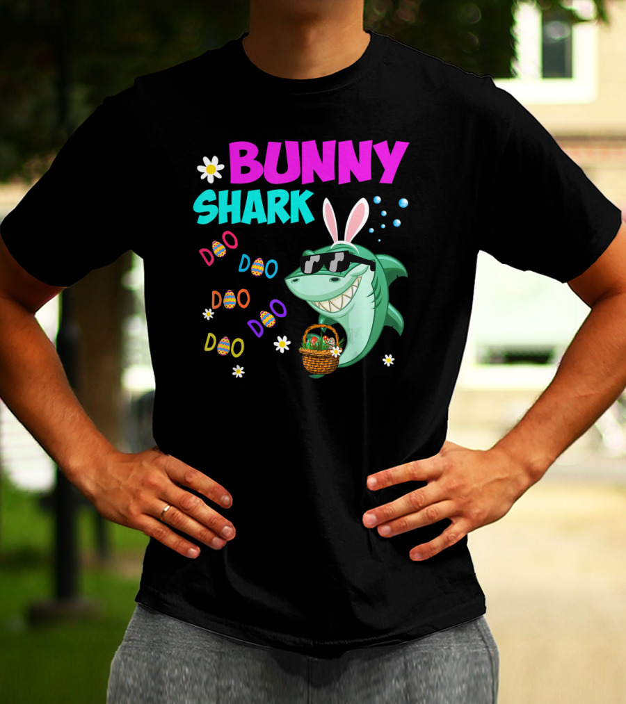 Bunny Shark Doo Easter Toddler Bunny Shark Sunglasses Basket T-Shirt