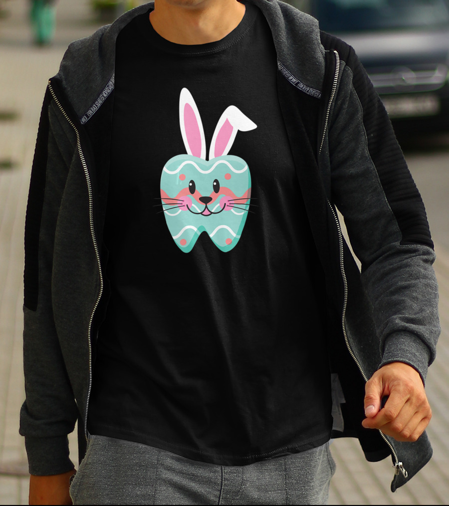 Easter Bunny Tooth With Whiskers And Pastel T-Shirt