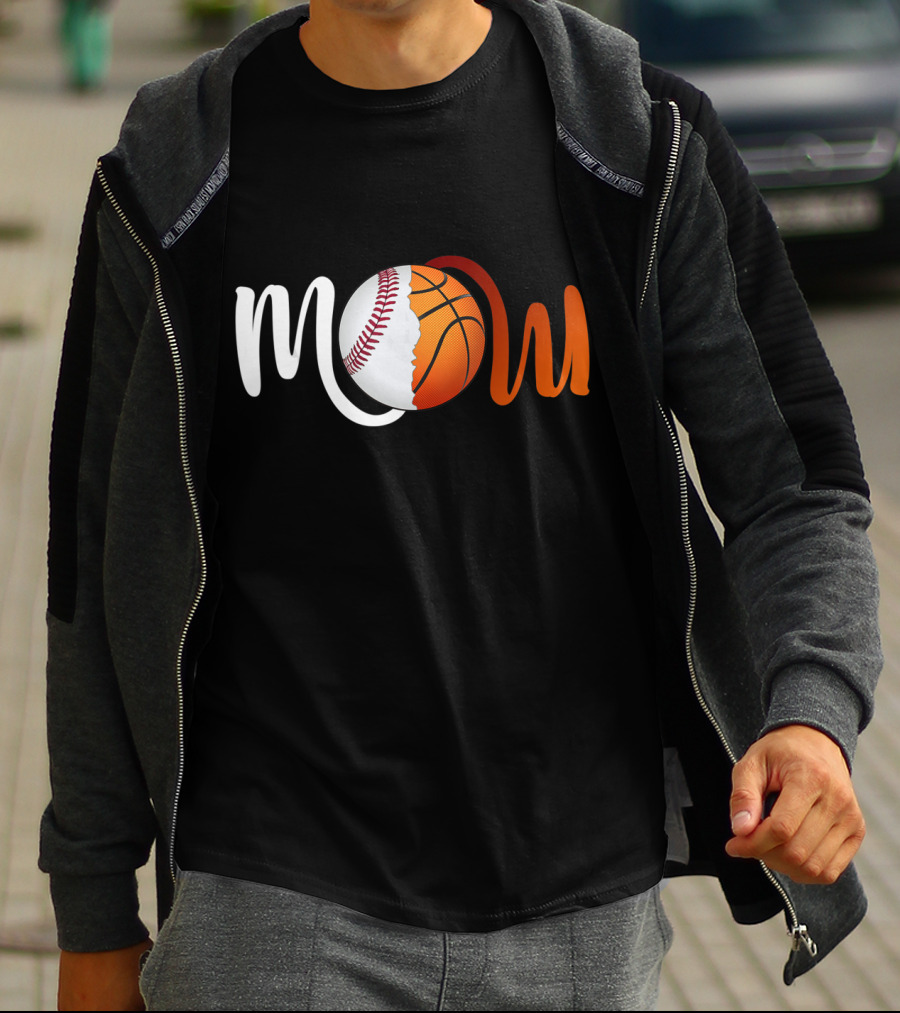 Mom Baseball Basketball Fusion T-Shirt