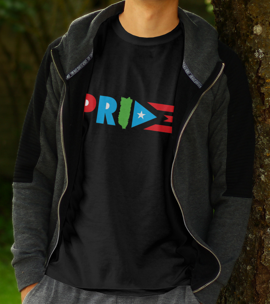 Pride Bandera Puerto Rico Flag Colors And Island Shape T-Shirt