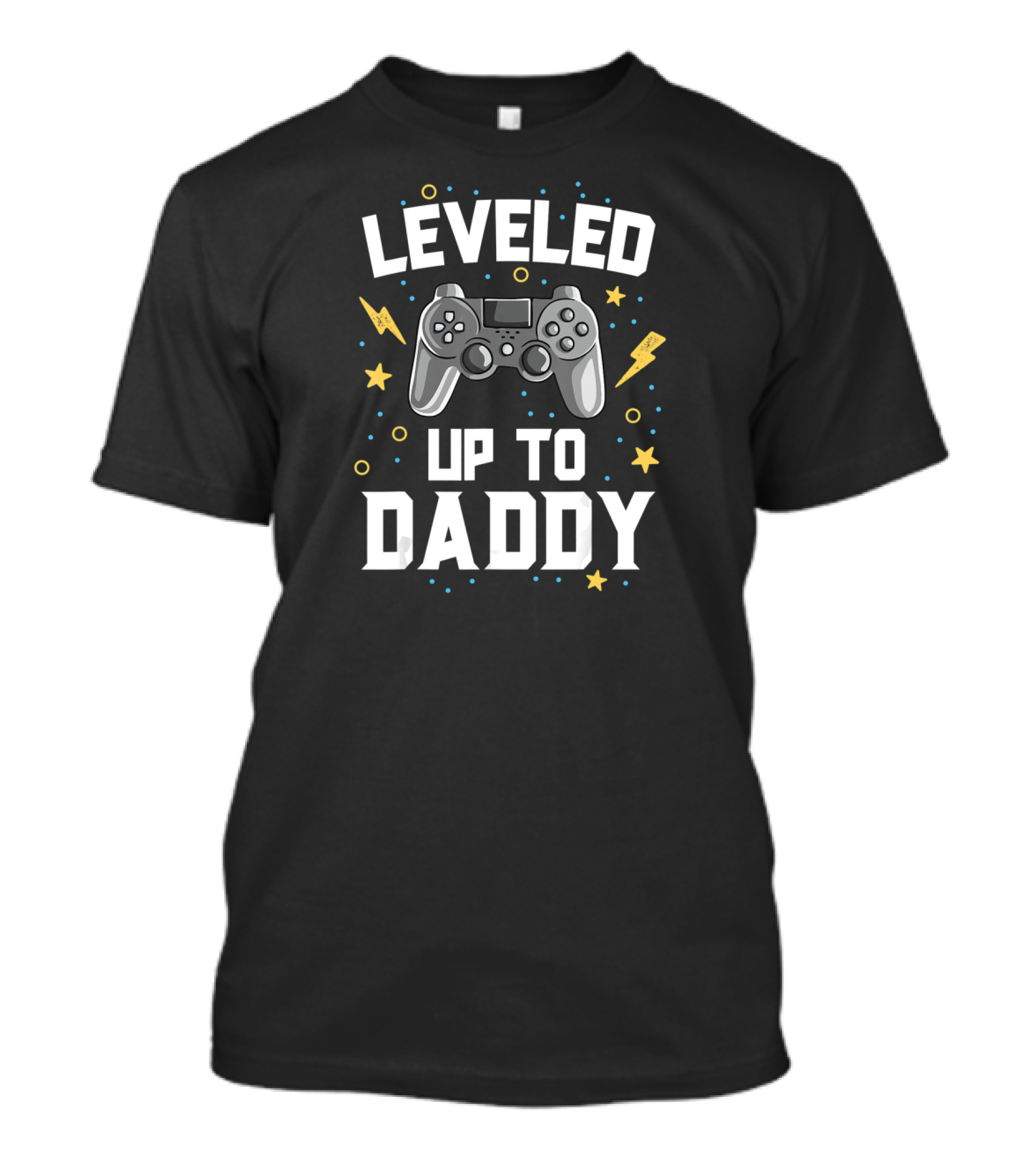 Leveled Up To Daddy Gamer With Game Controller And Stars T-Shirt