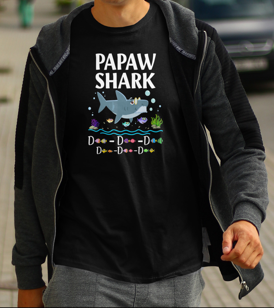Papaw Shark D-D-D-D Daddy Grandpa Shark Family Fun T-Shirt