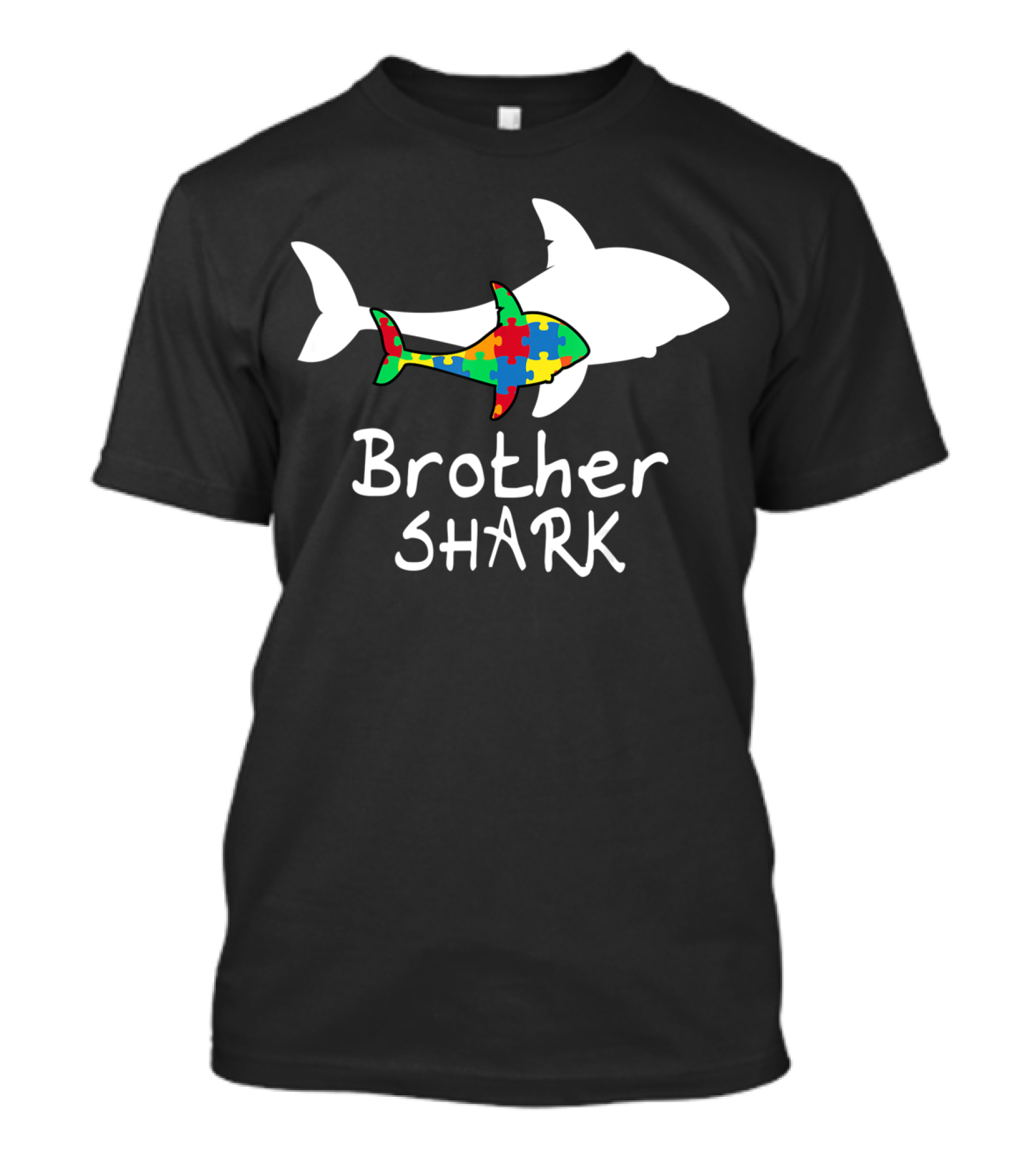 Brother Shark Autism Puzzle Piece Colors T-Shirt