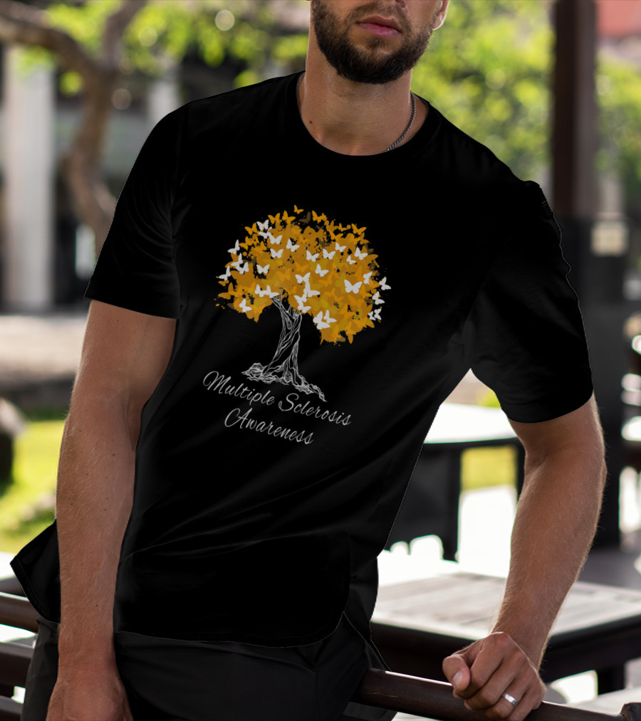 Multiple Sclerosis Awareness Tree With Butterflies T-Shirt