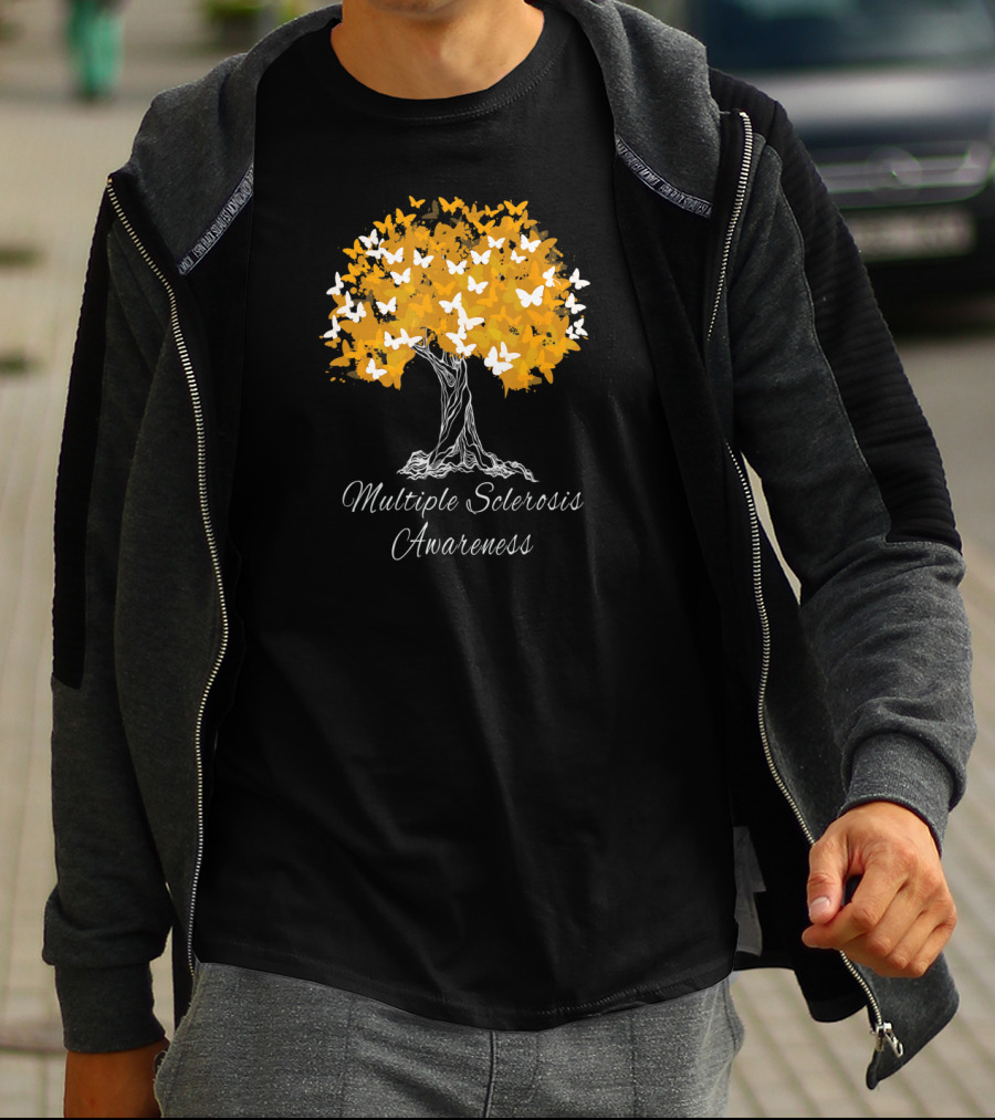 Multiple Sclerosis Awareness Tree With Butterflies T-Shirt