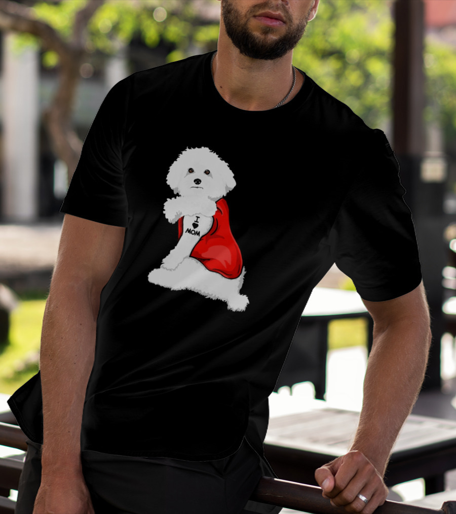 Bichon Frise I Love Mom Tattoo Red Cape T-Shirt