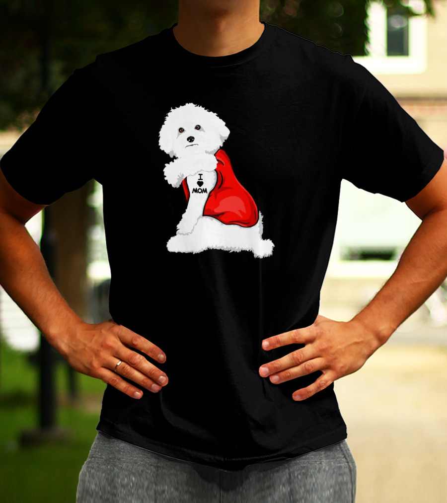 Bichon Frise I Love Mom Tattoo Red Cape T-Shirt
