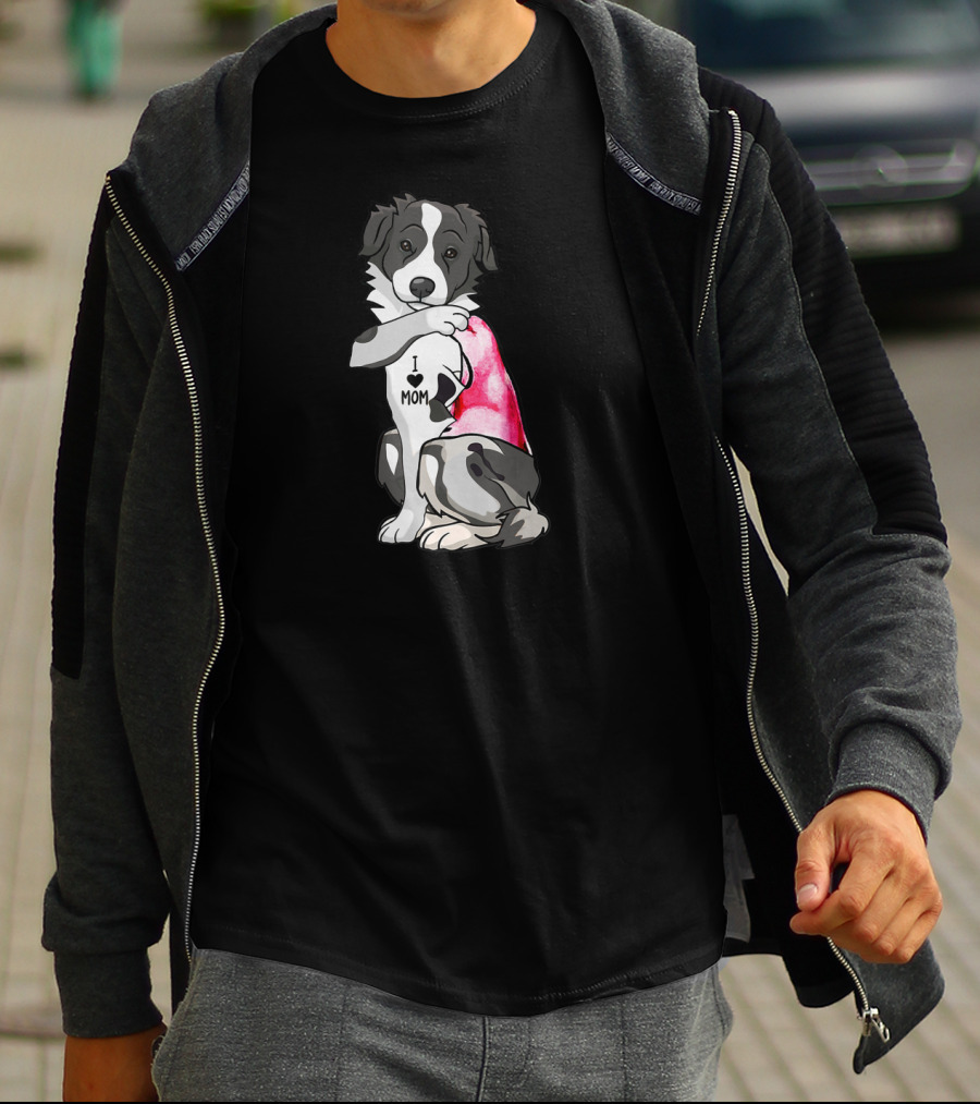 Border Collie Dog I Love Mom T-Shirt