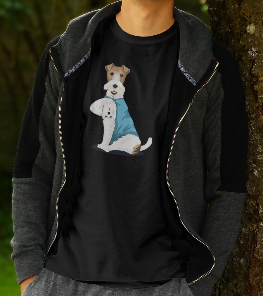 Fox Terrier I Love Mom Tattoo T-Shirt