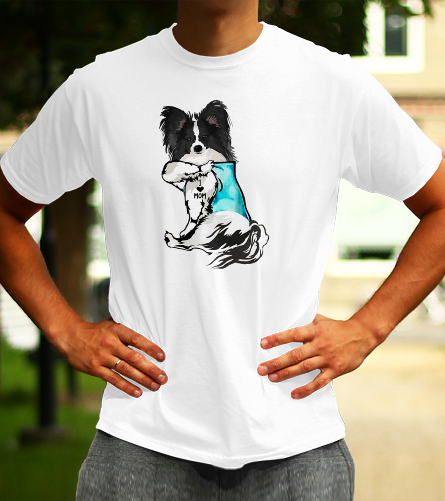 Papillon Dog I Love Mom Tattoo T-Shirt