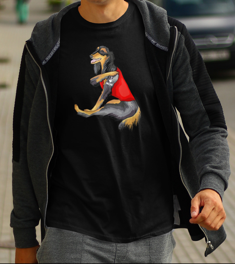 Saluki Dog I Love Mom Tattoo Red T-Shirt