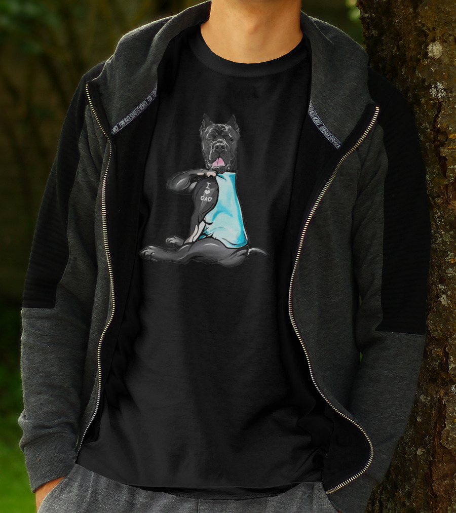 Cane Corso I Love Dad Shirt Black Dog Blue T-Shirt
