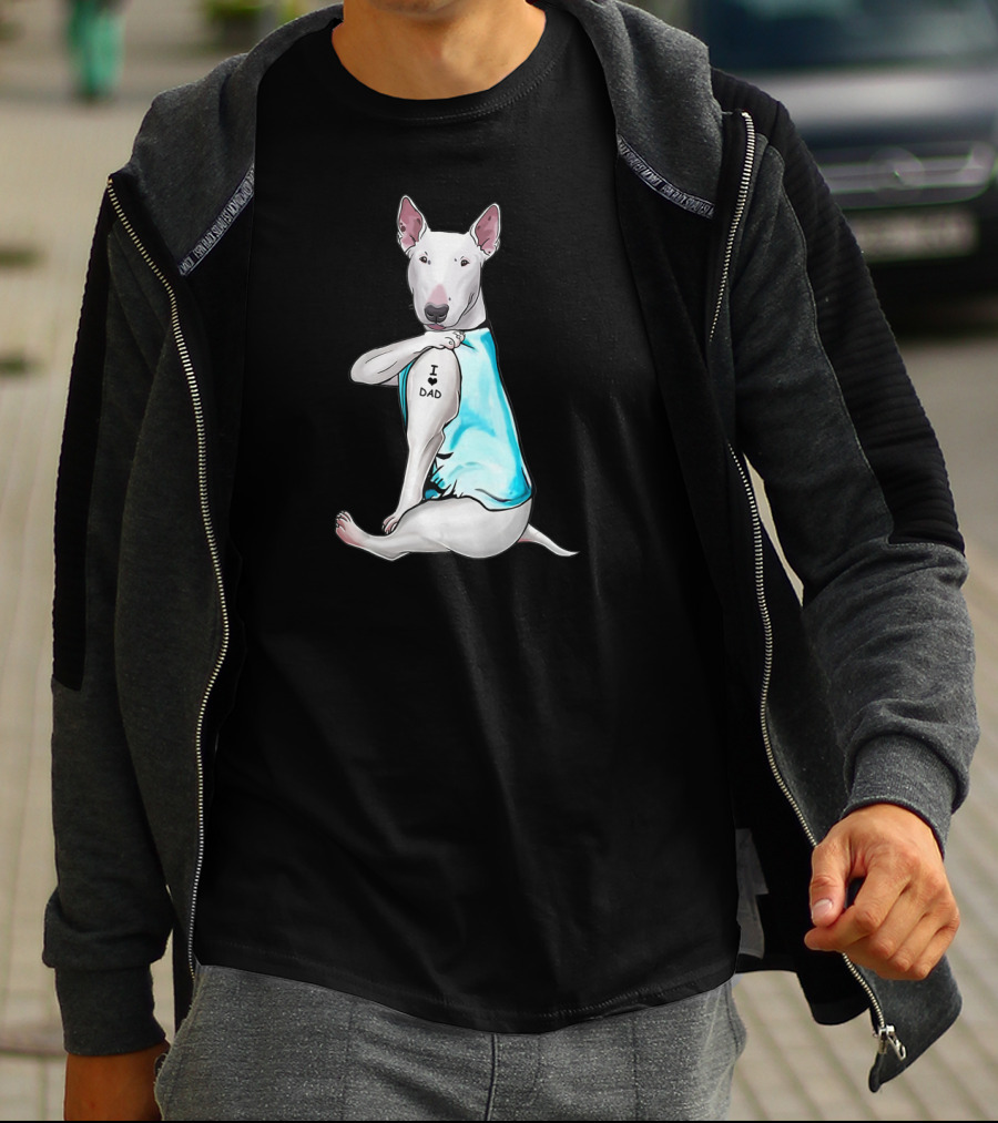Bull Terrier I Love Dad Tattoo T-Shirt