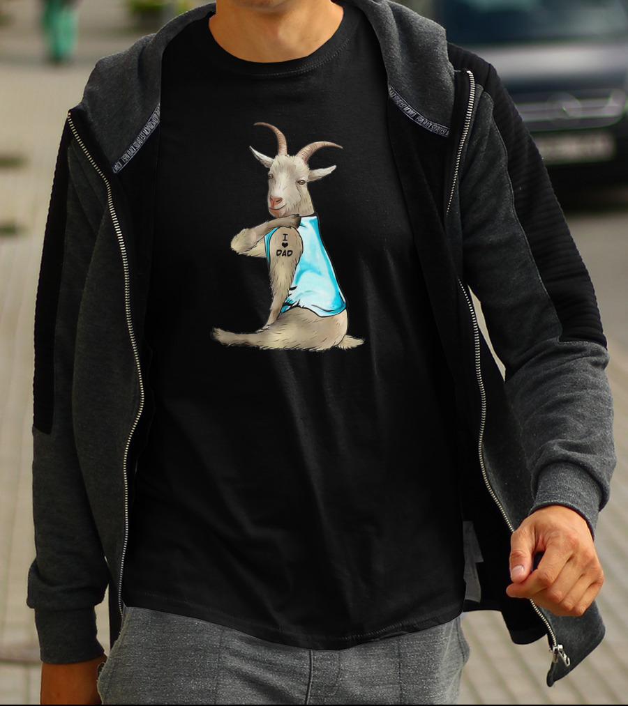 Goat Tattoos I Love Dad Blue Tank Top T-Shirt