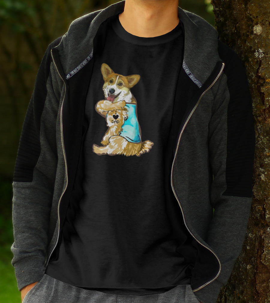I Love Dad Corgi Father's Day For T-Shirt