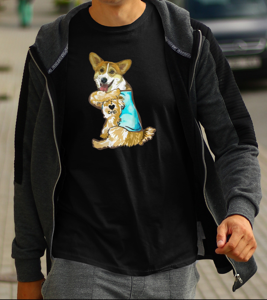 I Love Dad Corgi Father's Day For T-Shirt