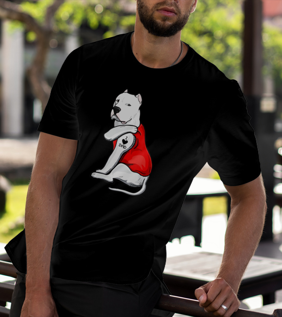 I Love Dad Dogo Argentino Father Dog In Red T-Shirt