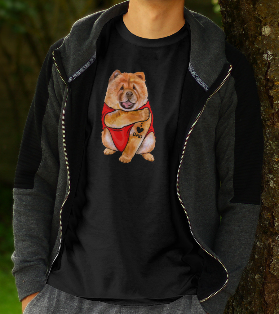 I Love Dad Chow Chow Dog Father's Day Red T-Shirt