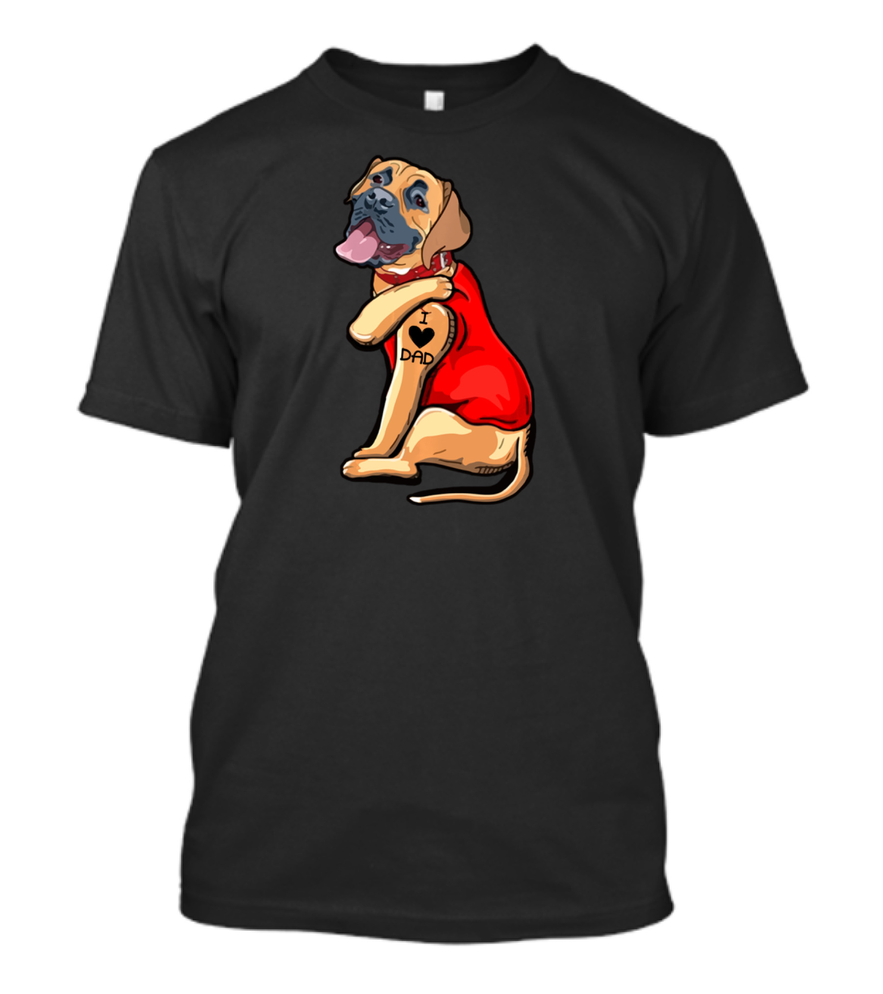 I Love Dad English Mastiff Dog Tattoo Heart T-Shirt