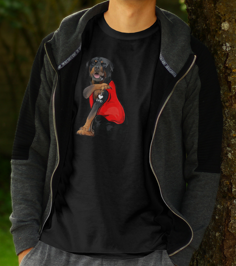 Rottweiler Dog I Love Dad Father Tattoo T-Shirt