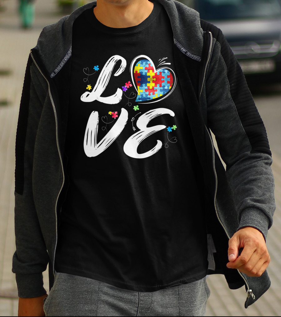 LOVE Heart Puzzle Autism Awareness T-Shirt