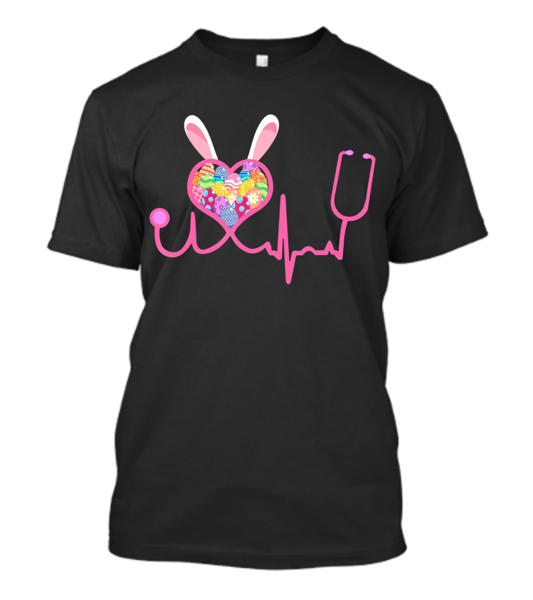 Nurse Easter Bunny Heartbeat And Stethoscope T-Shirt