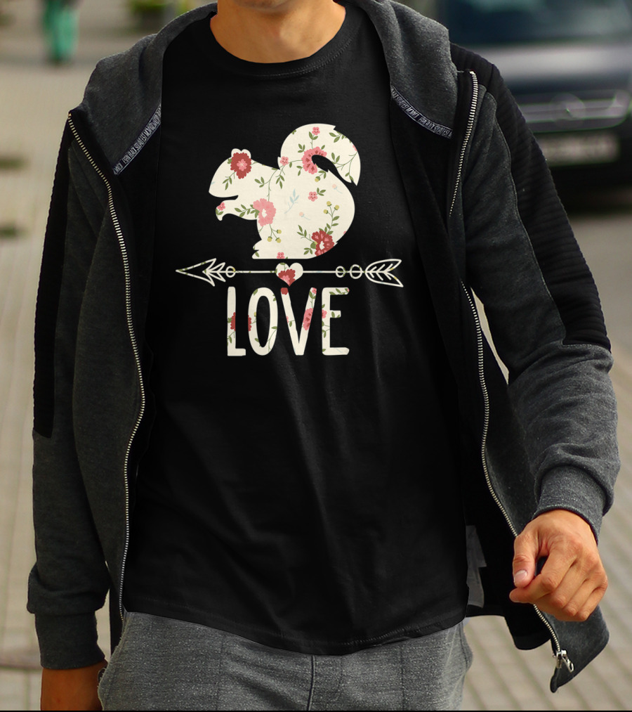 Love Squirrel Floral Vintage Flower Arrow T-Shirt