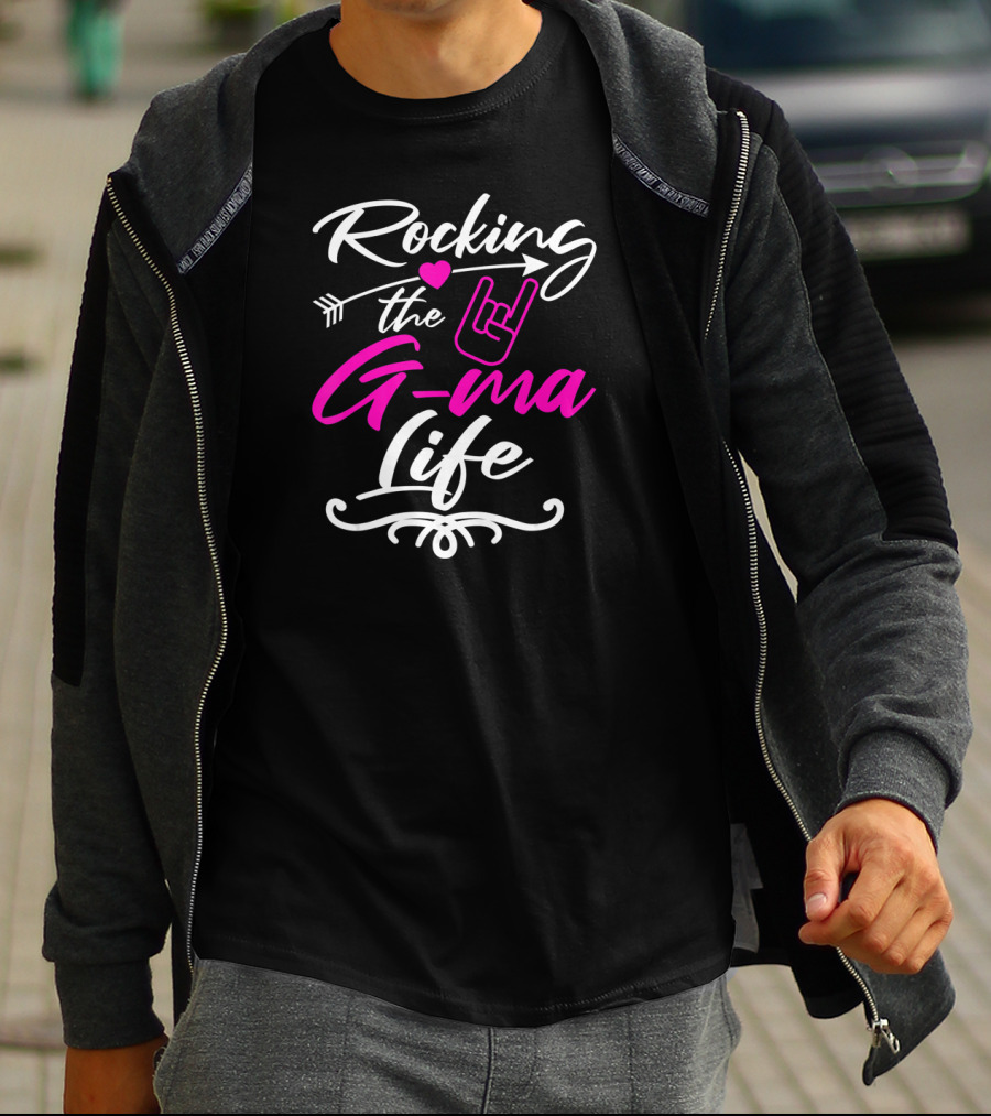 Rocking The G Ma Life Grandma Rock Hand Gesture Heart Arrow T-Shirt