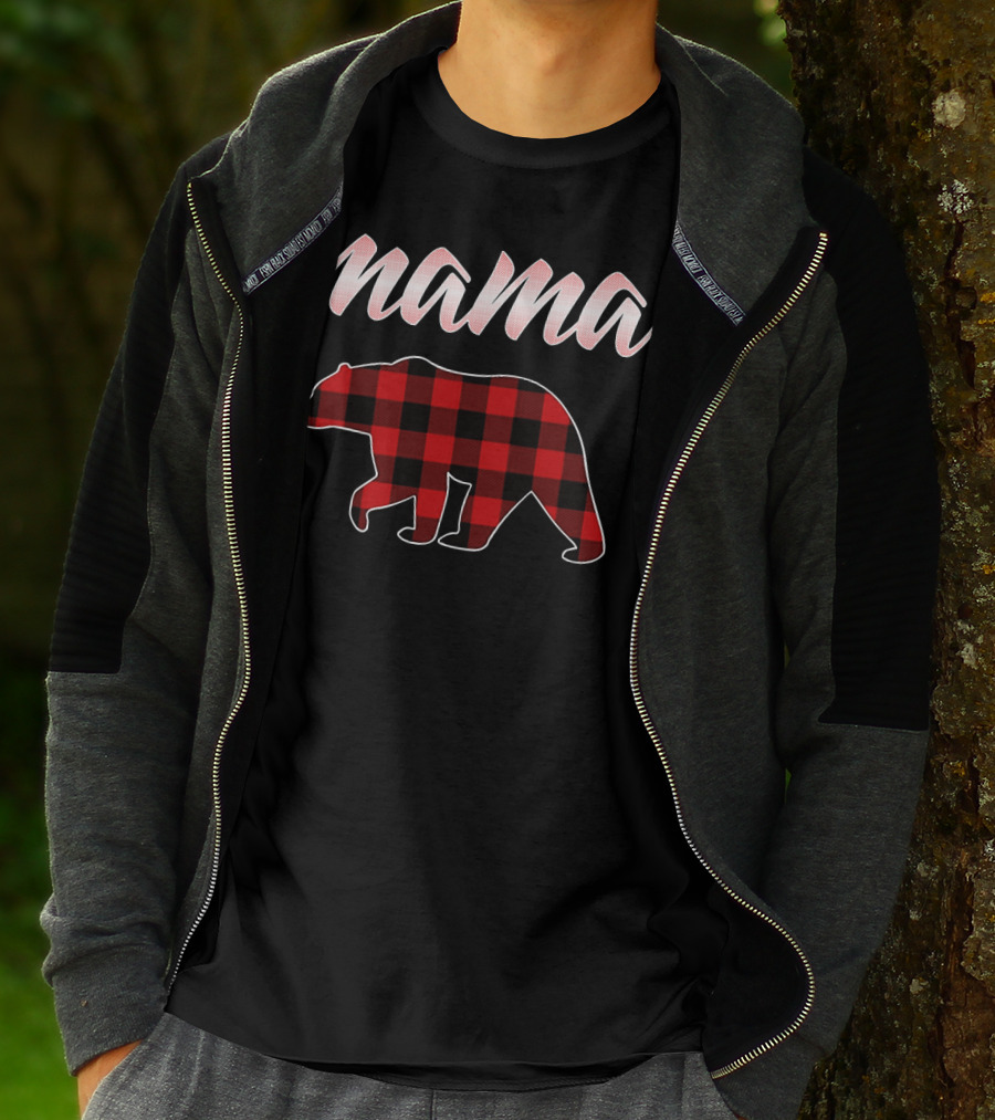 Mama Bear Buffalo Plaid Print T-Shirt