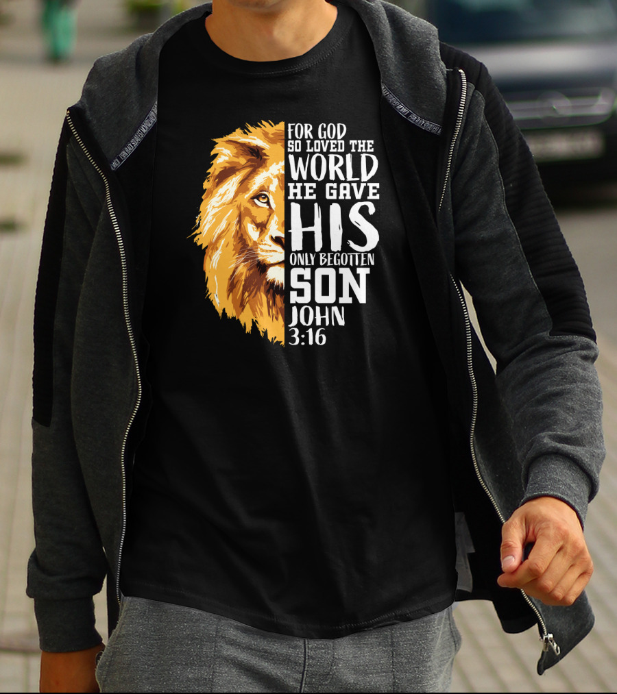 Christian Worship Lion For God So Loved The World John 3:16 T-Shirt