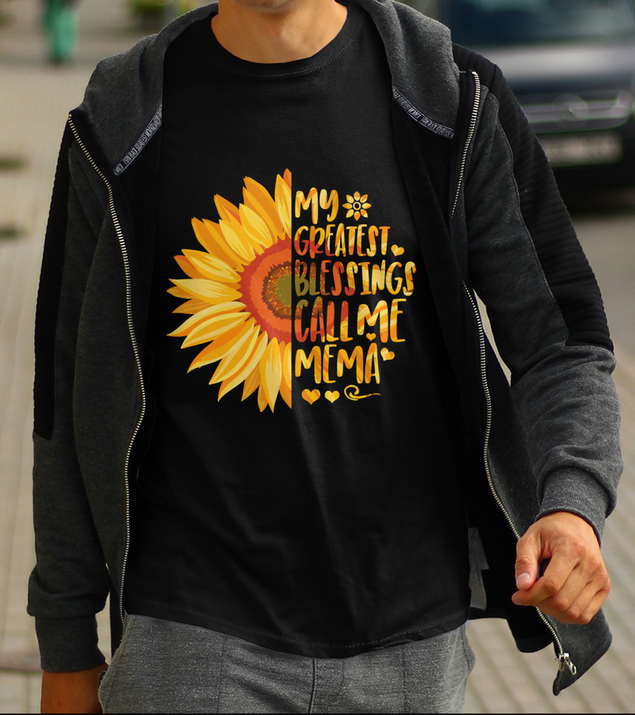 My Greatest Blessings Call Me Mema Sunflower Heart T-Shirt