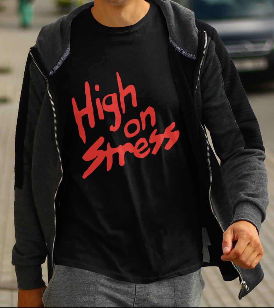 High On Stress Red Handwriting T-Shirt