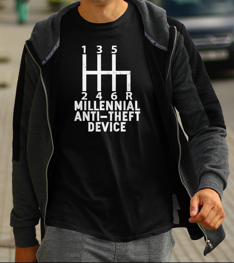 Millennial Anti-Theft Device Stick Shift Gear Diagram T-Shirt