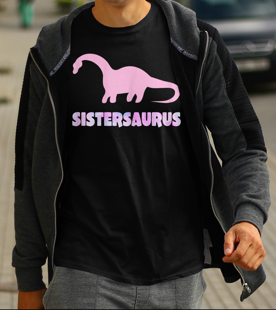 Sistersaurus Dinosaur Silhouette In T-Shirt