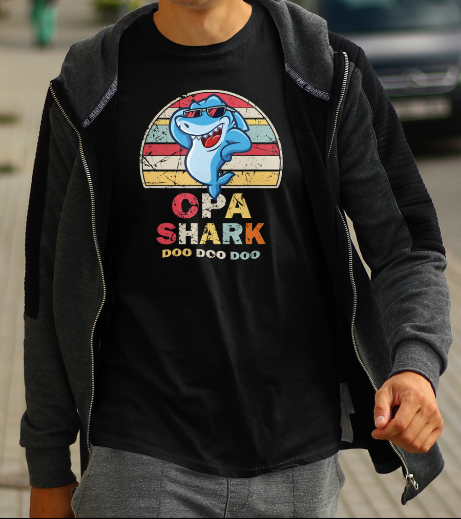 Opa Shark Doo Doo Doo Vintage Style Father T-Shirt